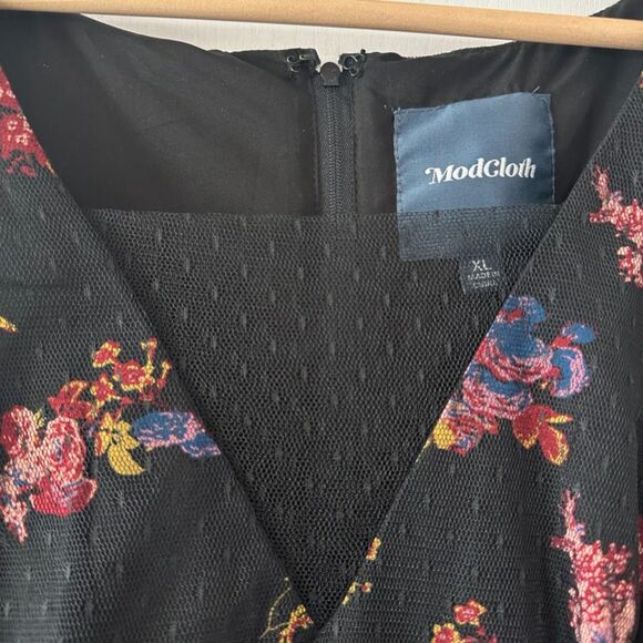 ModCloth Womens Delightful Sight A Line‎ Black Floral Lace Overlay Dress Size XL - Picture 7 of 13